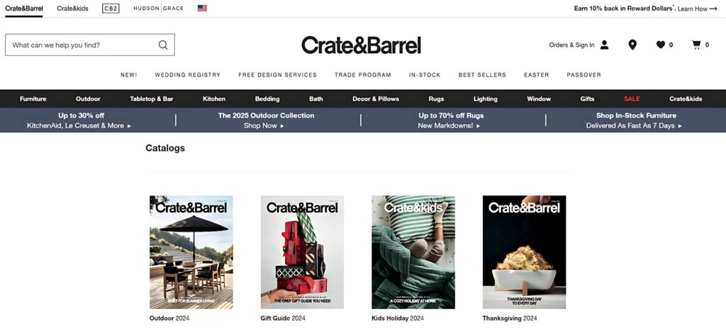 Digital Catalog Examples of Crate Barrel