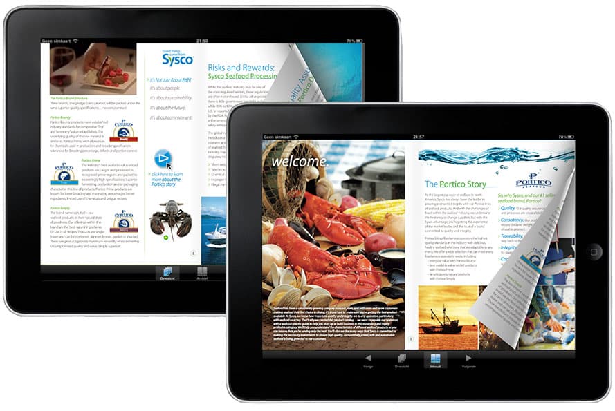 Reader viewing a mobile-friendly digital publication on a tablet