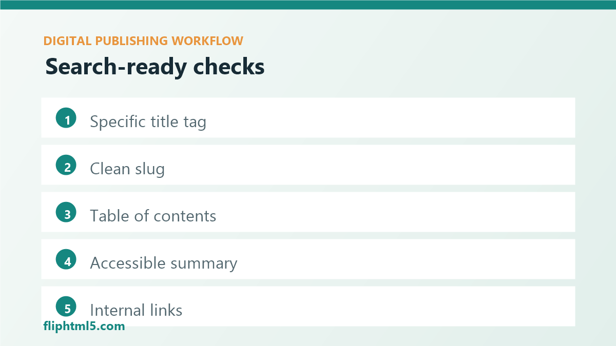 Search-ready flipbook landing page checklist