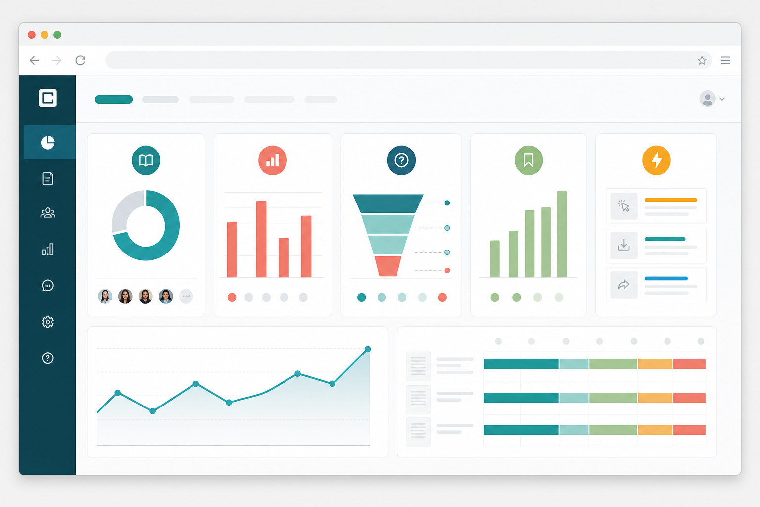 Dashboard mockup showing engagement signals for interactive digital publications
