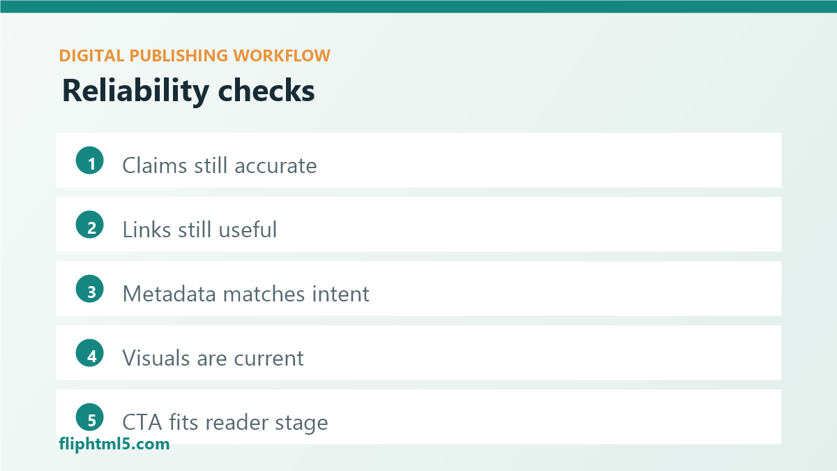 Content reliability checklist for digital publishers