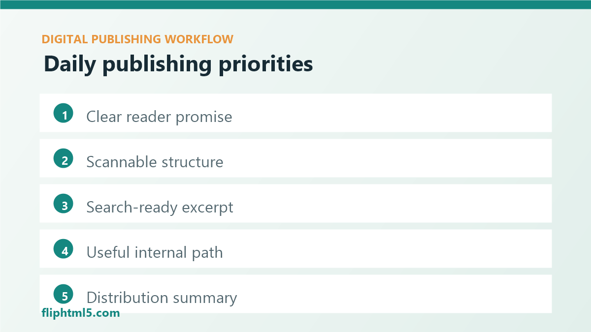 Daily digital publishing priorities checklist for editorial teams