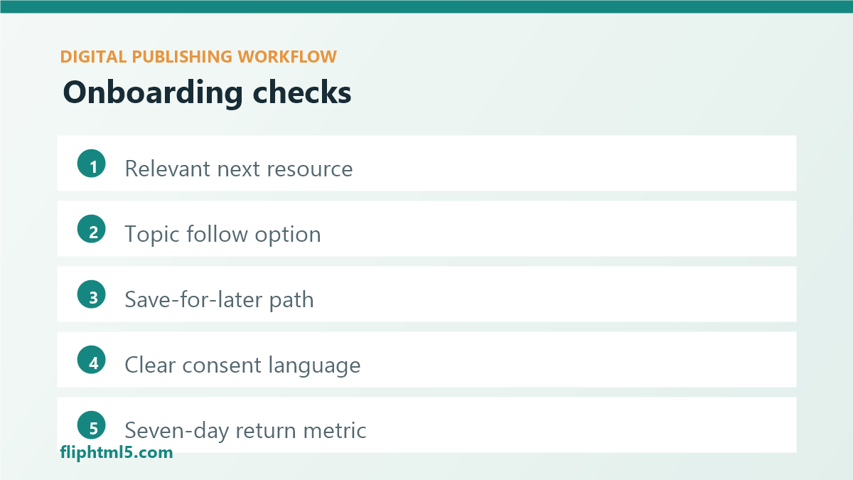 Reader onboarding checklist for publishing teams