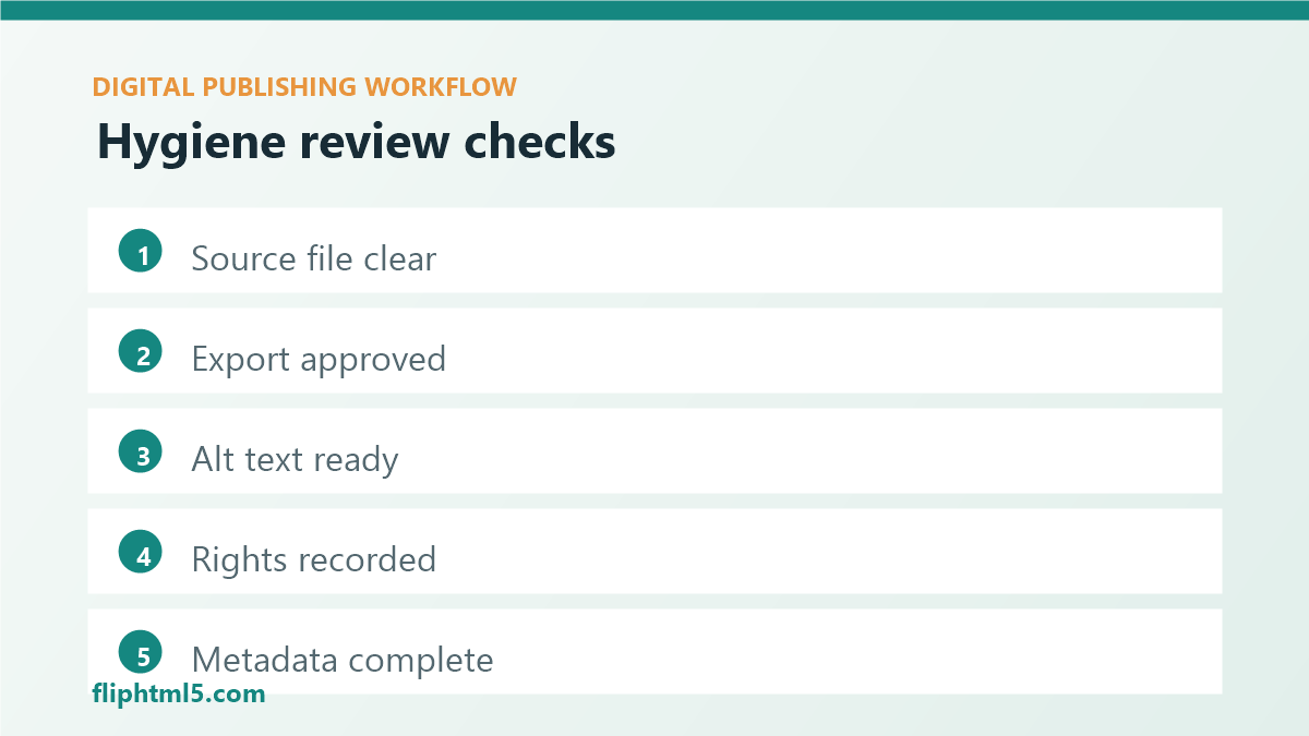 Source file hygiene checklist for digital publishers